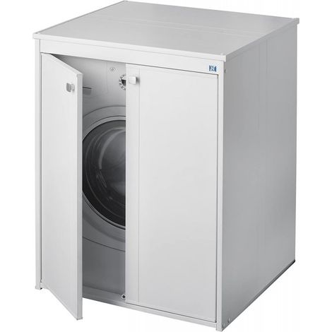 Negrari – Meuble machine à laver extérieur 70x60x94cm – PVC résistant à l'eau – Portes avec fermeture magnétique – Pieds réglables en hauteur (1/6)
