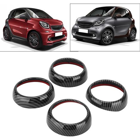 Kit de garniture de ventilation de console centrale pour Smart Fortwo/Forfour 453 (4 pièces, texture fibre de carbone) - Modification pour voiture (2015-2021) (1/5)