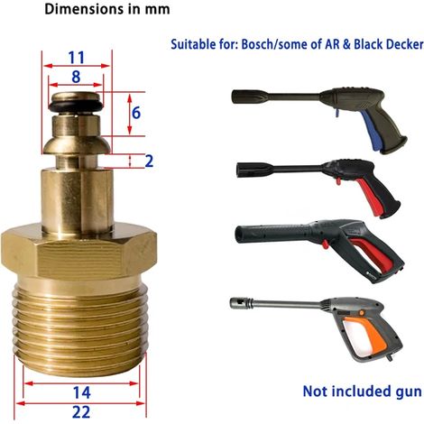 (MULTI)M22 Raccord de tuyau 14 mm, adaptateur pour tuyau de nettoyeur haute pression, pièces de rechange et accessoires pour Karcher, Lavor et Bosch (1/5)