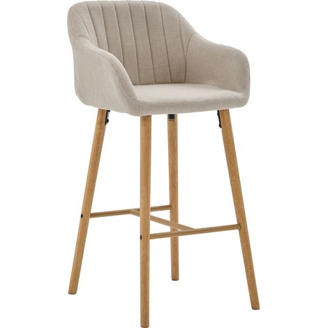 CAIziLot de 2 tabourets de bar style européen dossier haut accoudoirs beige (1/5)