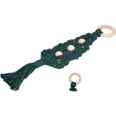Weihnachtsbaumschmuck aus handgewebtem Baumwollseil mit Holzschlaufe (1/5)
