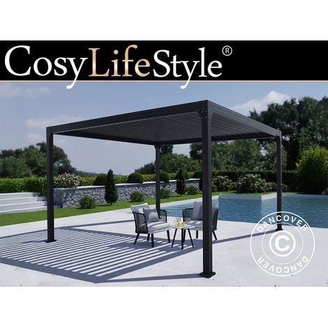 Bioklimatischer Pergola-Pavillon Monterey S2, 4x4m, Schwarz - Dancover