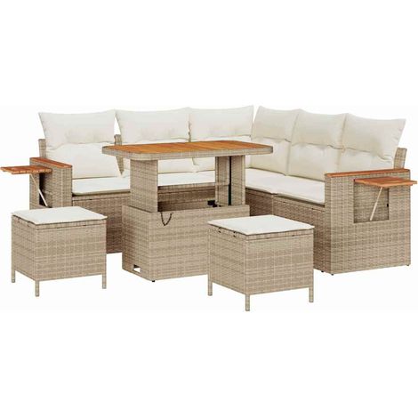 Garden Sofa Set 9 pcs 8-Seater Beige and Cream Poly Rattan vidaXL (1/5)