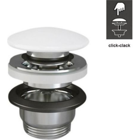 PILETTA LAVABO CLICK CLACK FEELING SENZA TROPPO PIENO Tappo Bianco Opaco