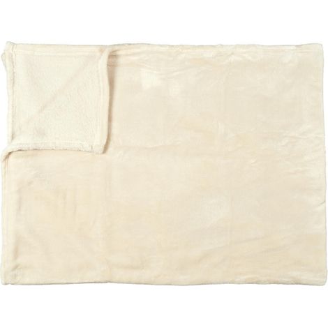 Plaid Flanelle "Cocooning" 125x150cm Beige (1/4)