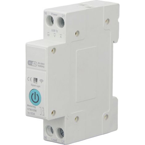 Commutateur WiFi intelligent 1P 63A, disjoncteur de commande vocale à distance manuel avec mesure de puissance pour Tuya 90-300V (1/5)