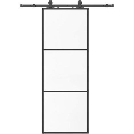 Maison Exclusive - Schiebetür mit Beschlag Schwarz 76x205 cm ESG-
