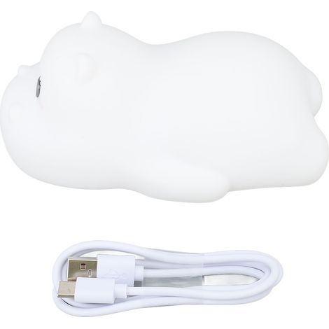 Cute Hippopotamus Night Light Rechargeable Silicone Children's Room LED Bedside Lamp for Infants, Breastfeeding, Sleep, Nursery (1/5)