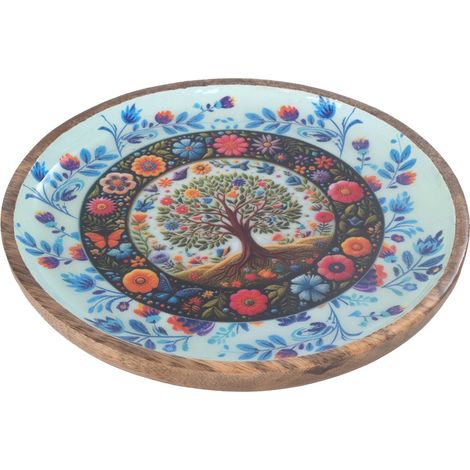 Piatto decorativo Albero della Vita per cucina, vassoio in legno fatto a mano, design unico, decorazione per la casa, regalo perfetto