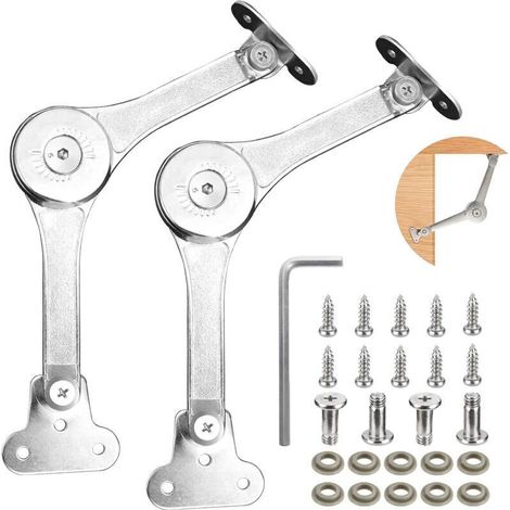 2 Pcs Support Charnières pour Placards, Charniere Relevable, Charnière de Support de Couvercles à 75/90/110 Degrés, Stay Charnières de Armoire Meuble Porte Ascenseur (1/4)