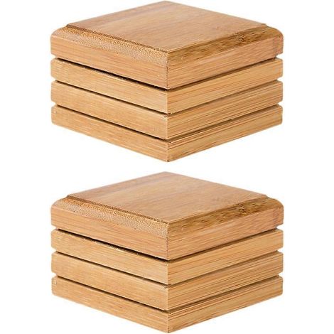 Lot de 2 porte-savons en bambou avec égouttoir, pour salle de bain (kaki) (1/2)