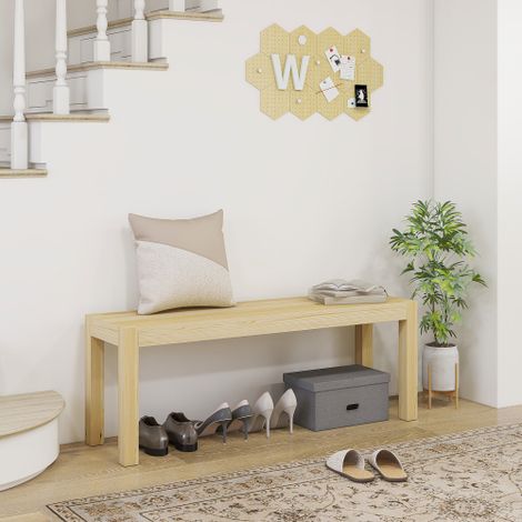 Banc 2 places en bois de pin style champêtre naturel, résistant jusqu'à 240kg, authentique et robuste pour cuisine, salle à manger et salon (1/3)