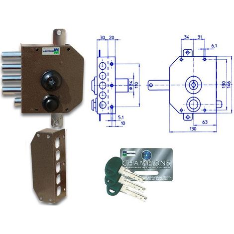 Serratura applicare Pompa Triplice Senza Aste Sx 30.630C10 MOTTURA