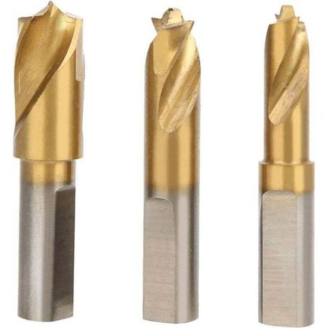 3Pcs Foret à Dépointer, HSS CO 6.5mm/8mm/10mm Foret Coupeur de Soudage par Points Ensemble Fraises à Dépointer pour Enlever les Joints de Soudure en Tôle (1/4)