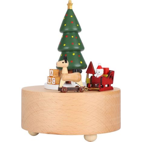 Mechanische Spieluhr aus Buchenholz, handgefertigte Weihnachtsdekoration, Weihnachtsgeschenk (1/5)