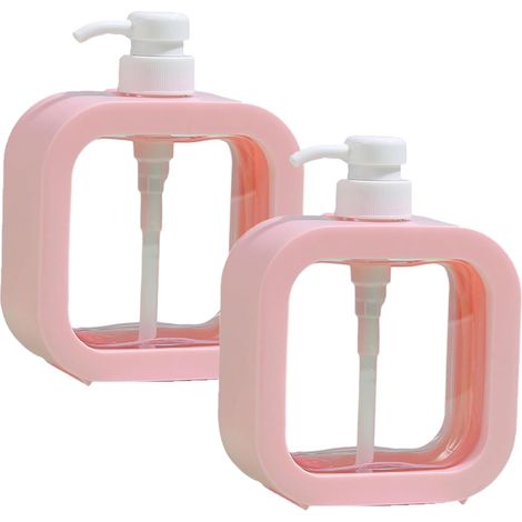 Distributeur de savon, distributeur de gel douche 2 pièces, distributeur de shampoing et de gel douche 300 ml (rose) (1/3)