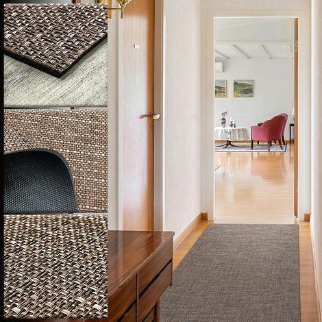 Tapis Long en Vinyle tressé - Tapis extérieur - Tapis de Cuisine - Tapis Vinyle Cuisine - Tapis de Salon - Tapis d'entrée (1/5)