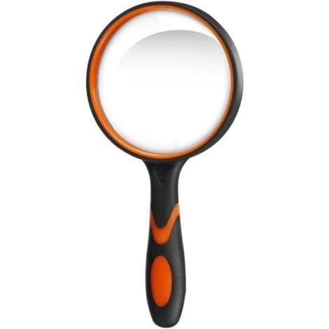 royaluxe-Loupe de Lecture 10X avec poignée en Caoutchouc Souple antidérapante, 75 mm Miroir incassable, pour Livres scientifiques, journaux, Lecture, Insectes, Passe-Temps, Orange