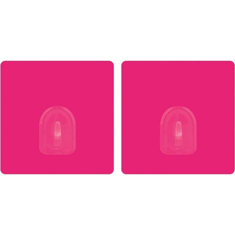 Lot de 2 crochets adhésifs muraux repositionnables Rose Fuchsia MSV (1/4)