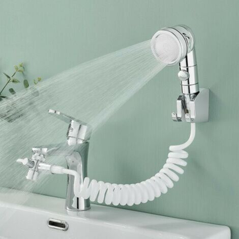 Kit de douche pluie avec fonction filtrante pour lavabo – Robinet mitigeur avec pommeau de douche à main, 3 modes de pulvérisation (shampooing, douche, lessive), adapté aux salles de bains et buanderi (1/5)