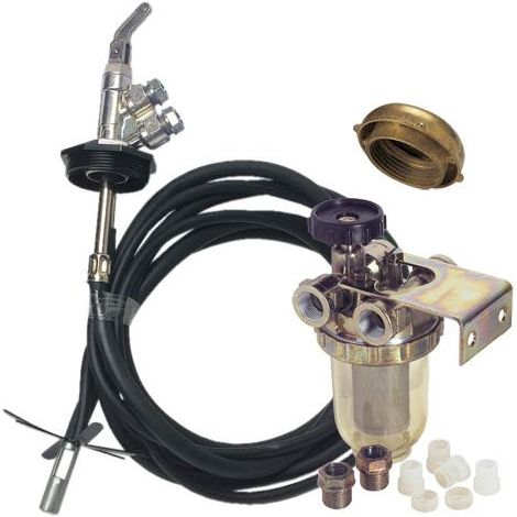 Somatherm – Servobloc pour cuve plastique fioul – Raccord à bague pour tube cuivre 6/8, 8/10, 10/12 – Clapet de retenue et filtre intégré