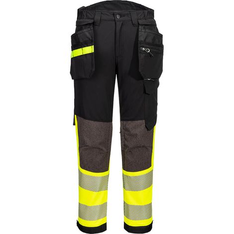 Pantalon Stretch Ev4 Haute-visibilité Classe 1 Avec Poches Flottantes Démontables - Taille 48 - Jaune/noir Short - Portwest