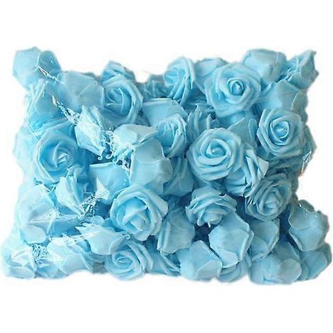100 roses artificielles en mousse PE unie, magnifiques, pour mariage et fête.bleu ciel (1/5)