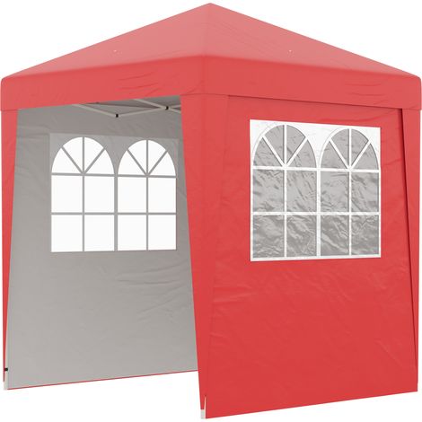 Barnum de jardin pop-up pliable réglable en hauteur protection UV 30+ 3 parois latérales rouge