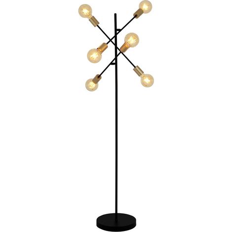Stehlampe Beistellleuchte Standleuchte schwarz Sputnik-Optik 6-Flammig E27 gold (1/5)