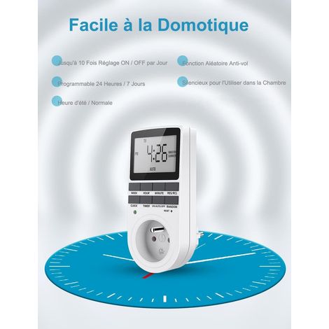 AGE Prise Programmable Digitale, Minuterie Numérique Hebdomadaire avec Ecran LCD, Minuterie Prise Electrique 12H/24H/7Jours, Économie d'Energie Pour L'électroménagers et L'éclairage (1 Pack) (1/5)