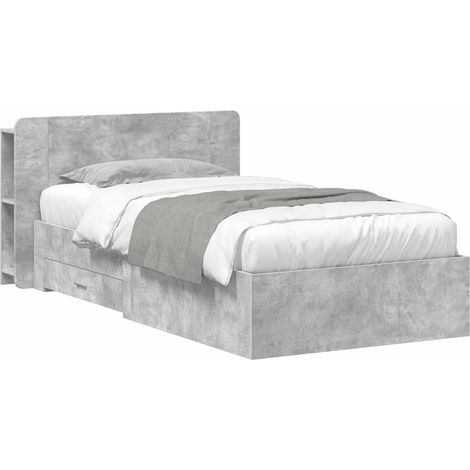 Bed Frame with Storage with Headboard Concrete Grey 75 x 190 cm vidaXL (1/5)