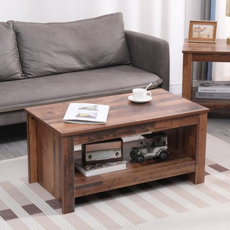 FURNITURE HMD Wooden Simple Coffee Table with Storage Bottom Shelf,Living Room Furniture,85x47x42cm(LxWxH) (1/5)