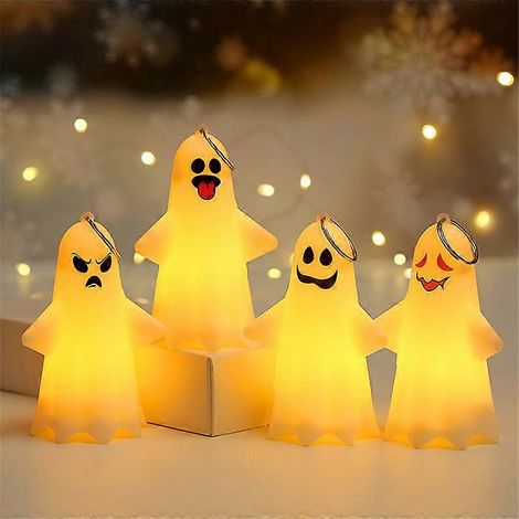 5 luces LED de Halloween para decoración de mesa con forma de fantasma, letreros luminosos para dulces de Halloween para fiestas, bandejas escalonadas para fiestas, escritorio de oficina en casa. (1/5)