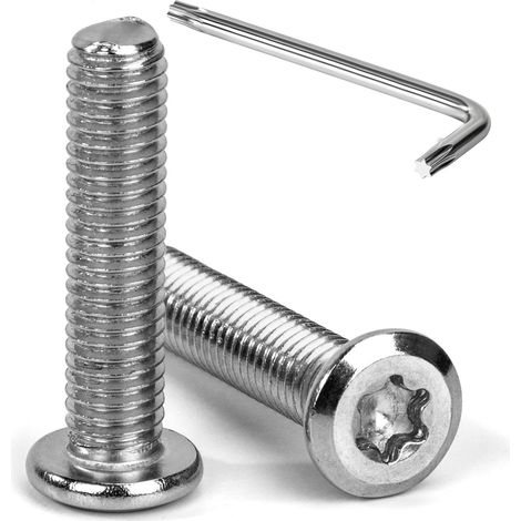 Vis à Tête Plate Torx M8 x 40 mm Vis à Six Pans Creux en Acier Inoxydable A2 V2A Boulons de Meubles Hexagonale avec Clé T40 Filetage Complet 20 Pièces (1/5)