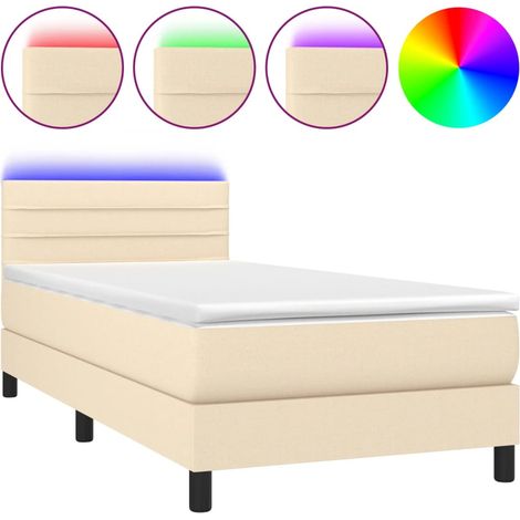 Maison Exclusive - Letto a Molle con Materasso e LED Crema 80x200 cm in Tessuto