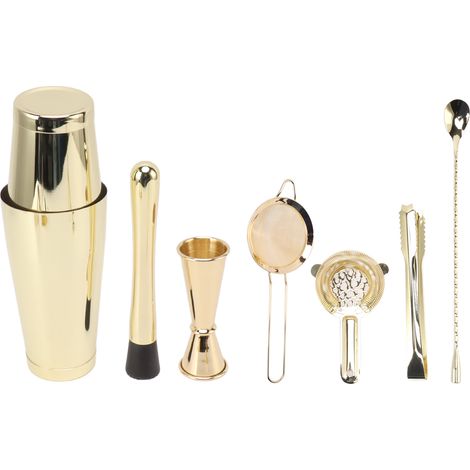 Barkeeper-Set aus Edelstahl, Barwerkzeug-Set mit Boston Shaker für hervorragende Temperaturhaltung – Modell B (1/5)