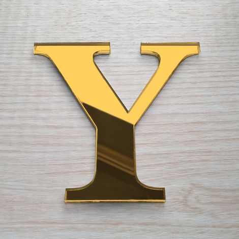 Lettre Miroir Or Décorative Plexiglass.- Y - 10 cm