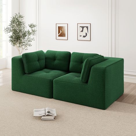 Modulares Ecksofa 208x104x69 cm grün, ohne Rahmen, Cordstoff MEUBLIV (1/5)