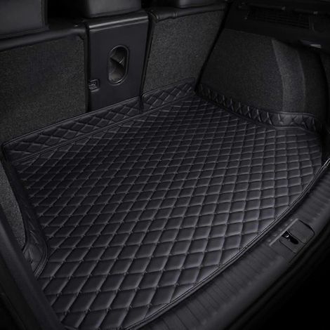 Kofferraumwanne mit erhöhtem Rand für Mazda CX-5 (2017–2023), Leder-Kofferraummatte, Schutzwanne – hundefreundlich und wasserdicht, Zubehör 25-2 Schwarz (1/5)
