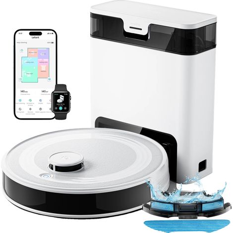 Aspirateur Robot, Auto-Vidant, Navigation LiDAR, M2S PRO-BLANC (1/2)
