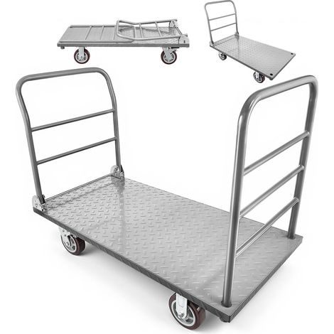 VEVOR Carro Plataforma Plegable de Acero 122 x 61 cm, Carretilla de Transporte Carga de 1202 kg, Carrito Portaequipajes con Plataforma con Ruedas de 152 mm, para Tareas Domesticas, Almacen, Mudanza (1/5)