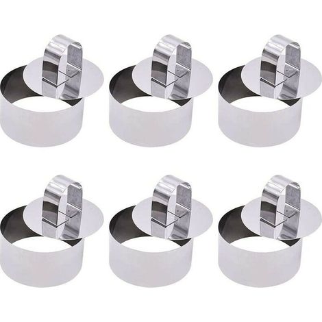 6-Piece Pastry Ring Set, Pastry Cutters, Cake Molds, Baking Rings, Stainless Steel Cake Rings, Mousse Molds, Dessert Rings (Round)