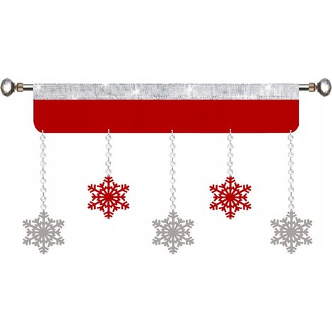 Glamouröser Weihnachtsgardine mit Schneeflockenmuster für Weihnachten und Winter, 90 cm