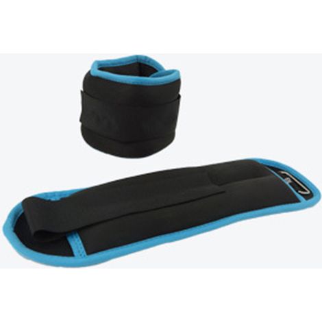 Paire de poids chevilles entraînement force lestée réglable sandbag poignets course marche bleu noir 2kg (1/4)