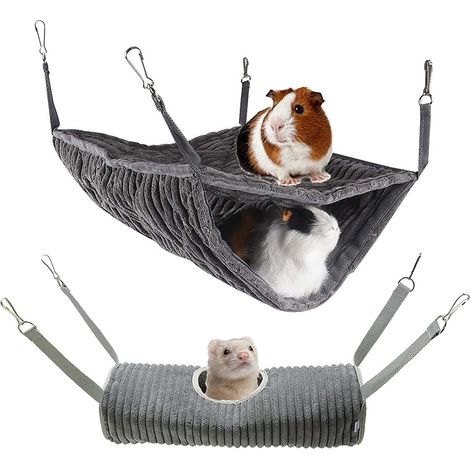 Hamac pour petits animaux, hamac pour furet, hamac et tunnel pour hamster, écureuil, distributeur de sucre, accessoires pour furet, cachette suspendue, tunnel, jouet pour cage (1/5)