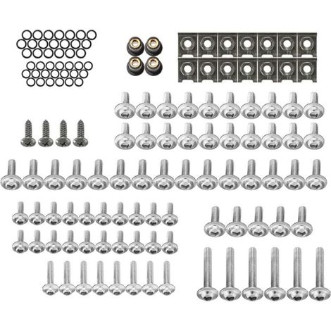 137 Pièces Kit De Boulons De Corps De Carénage De Moto, Kit Visserie Fixations Clip Vis Set En Aluminium Clip De Fixation Clips D'Écrou De Corps,Argent
