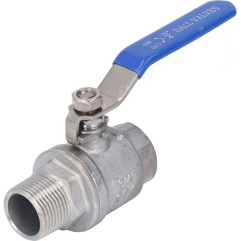 Robinet à bille femelle/mâle fileté 3/4" en acier inoxydable, étanche pour eau, huile, gaz - NPT (1/5)