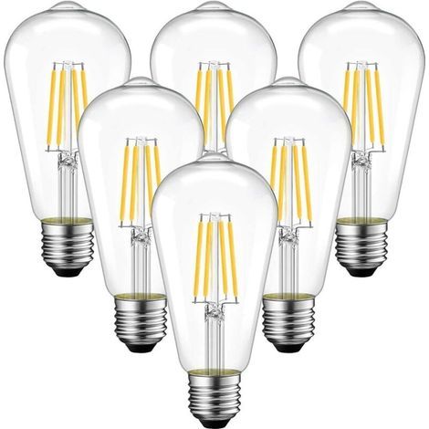 [6 Stück] E27 4W Schraubfassung LED-Filamentlampe, warmweißes Licht (3000K) (1/4)