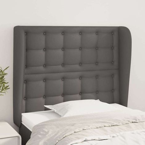 vidaXL Cabecero con orejas cuero sintético gris 103x23x118/128cm (1/5)