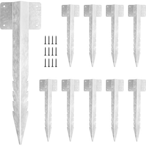 Lot de 10 supports de traverses de chemin de fer, 41,5 x 11,5 cm, piquets robustes pour bordure de bord en métal, pour clôture de jardin, lit de plantation, mur de soutènement, bord d'allée (1/5)